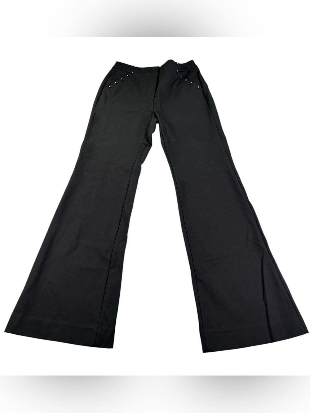 White House Black Market Slim Flare Pants Women’s 6 Black Studded Stretch Grunge